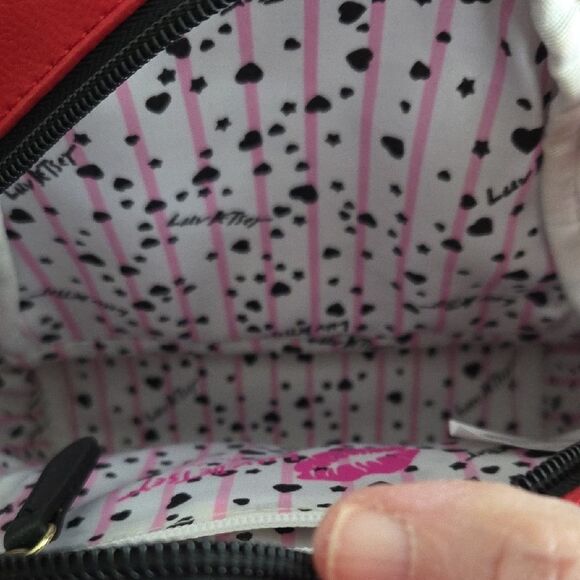 Betsey Johnson Black and White Striped Backpack with Red Accent main image 5